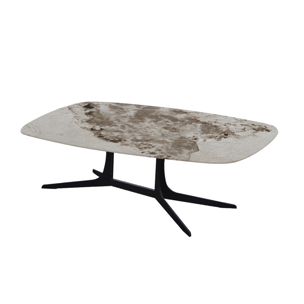 HANNA – Mix & Match Marble Coffee Table with Black Metal Leg (1200mm x 700mm)