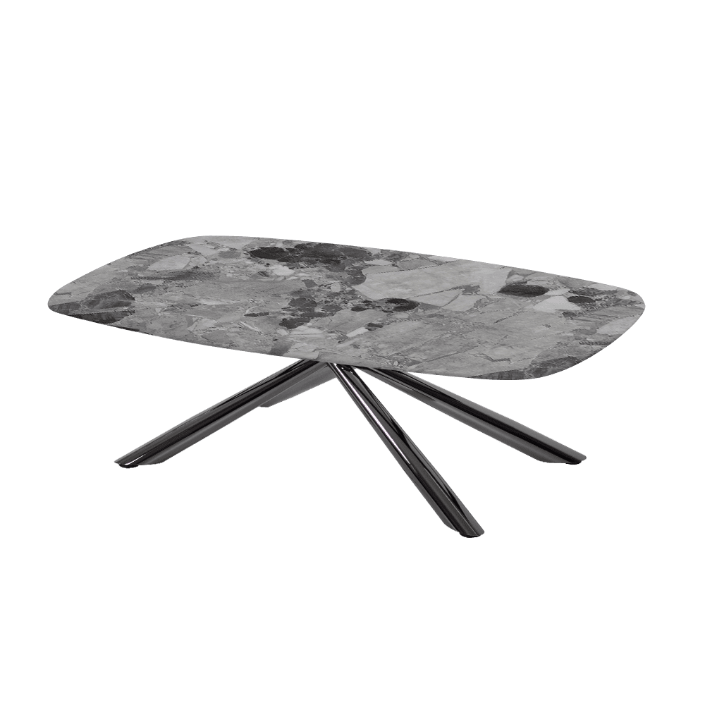 XYLIA – Mix & Match Marble Coffee Table with Black Glossy Metal Leg (1200mm x 700mm)