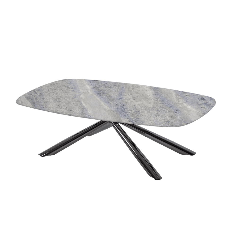 XYLIA – Mix & Match Marble Coffee Table with Black Glossy Metal Leg (1200mm x 700mm)