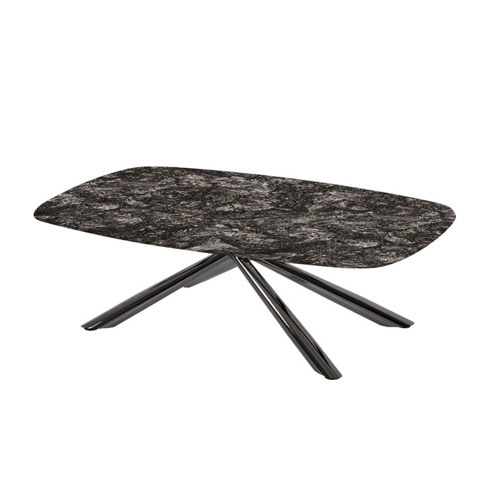 XYLIA – Mix & Match Marble Coffee Table with Black Glossy Metal Leg (1200mm x 700mm)