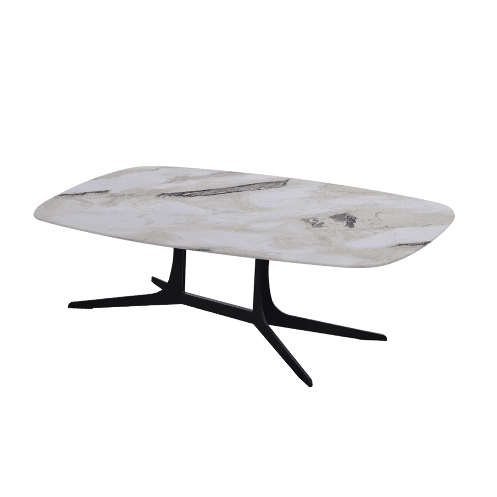 HANNA – Mix & Match Marble Coffee Table with Black Metal Leg (1200mm x 700mm)