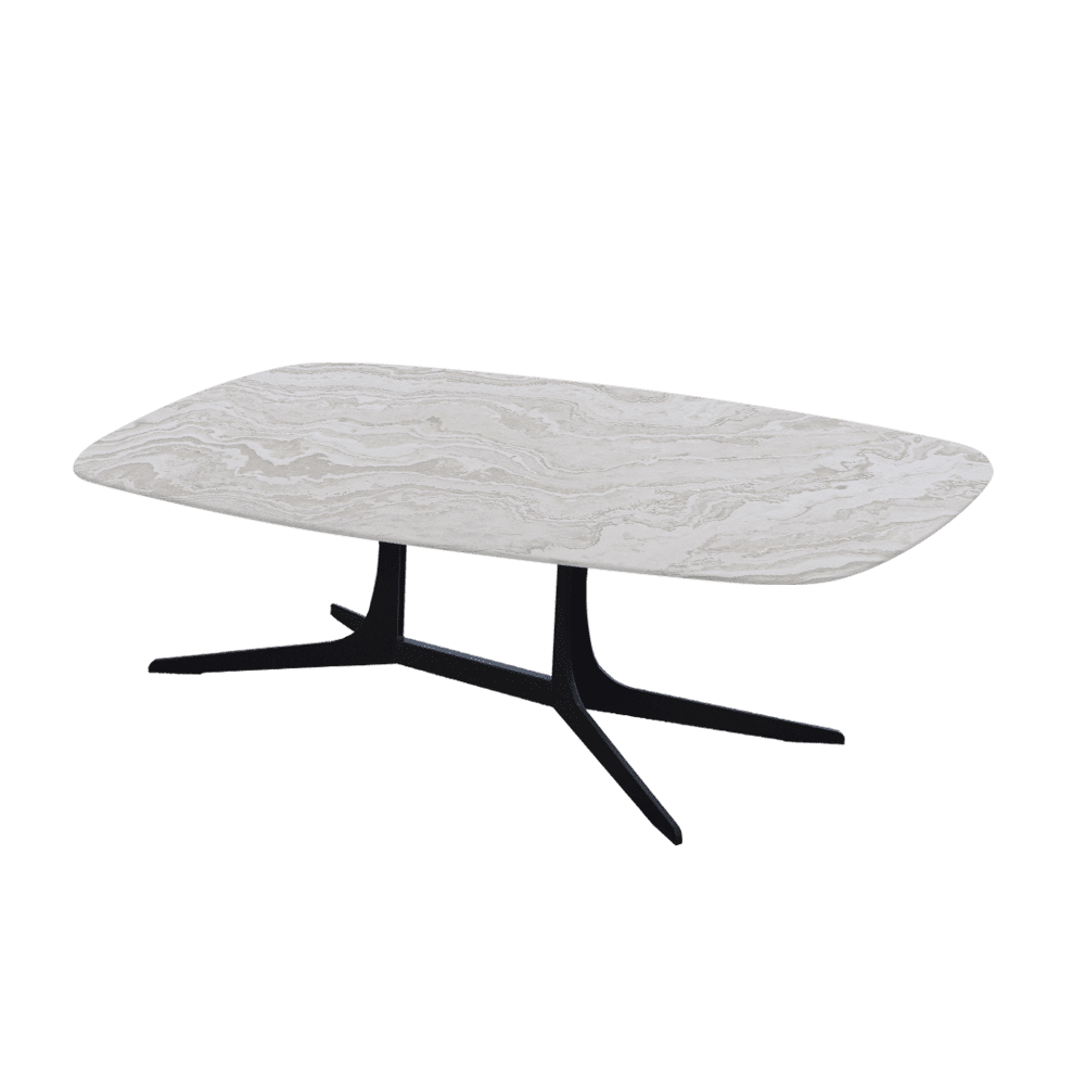 HANNA – Mix & Match Marble Coffee Table with Black Metal Leg (1200mm x 700mm)