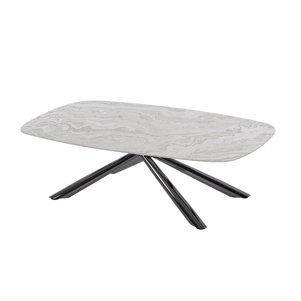 XYLIA – Mix & Match Marble Coffee Table with Black Glossy Metal Leg (1200mm x 700mm)