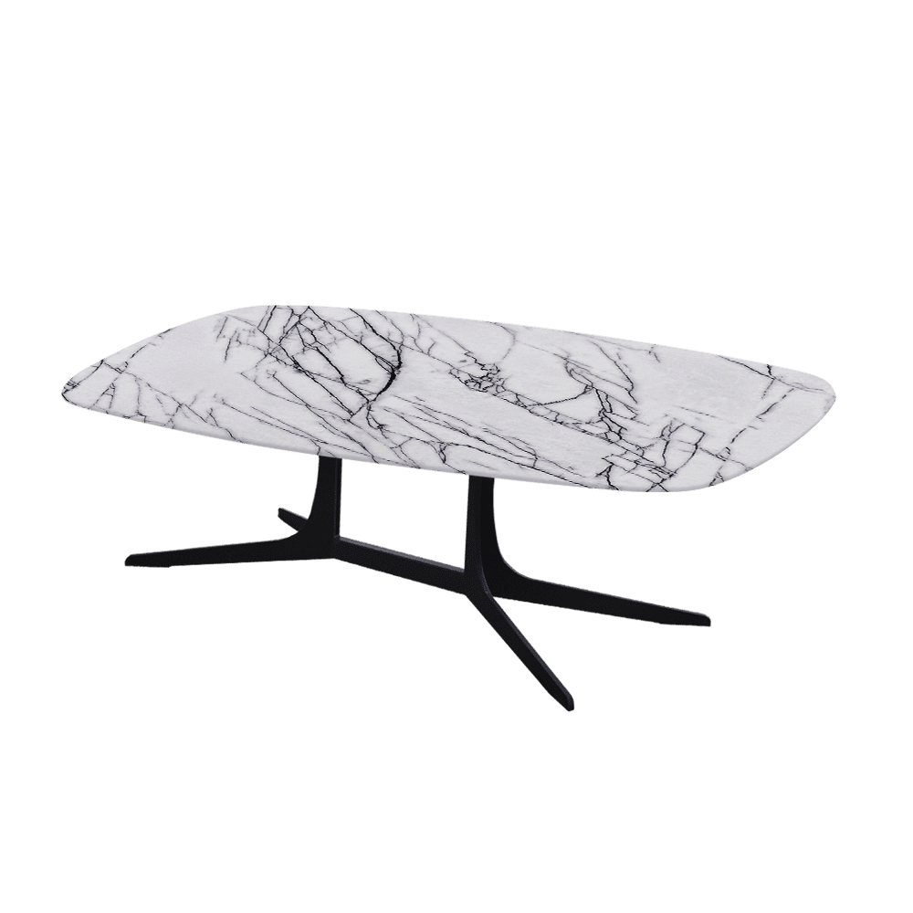 HANNA – Mix & Match Marble Coffee Table with Black Metal Leg (1200mm x 700mm)