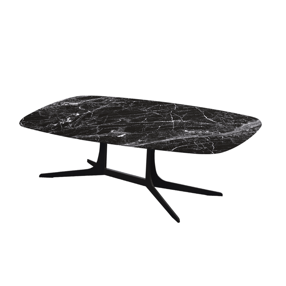 HANNA – Mix & Match Marble Coffee Table with Black Metal Leg (1200mm x 700mm)