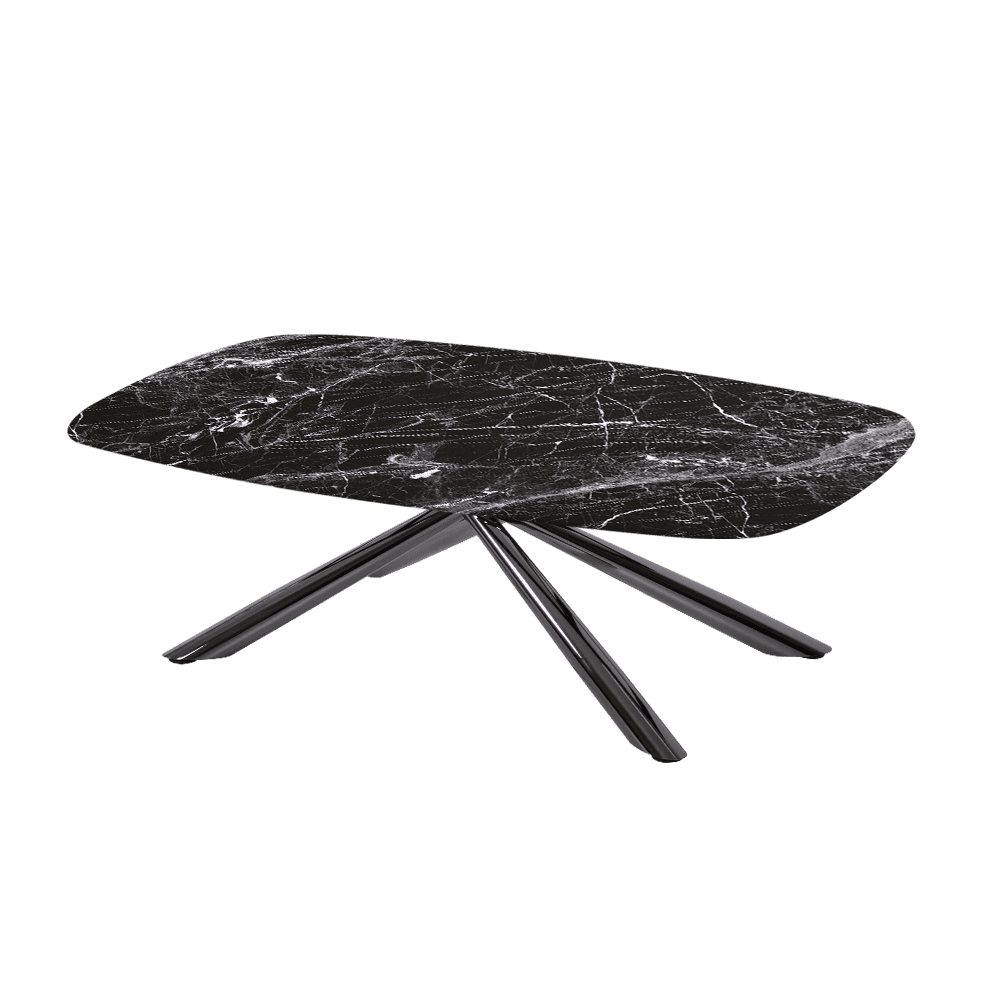 XYLIA – Mix & Match Marble Coffee Table with Black Glossy Metal Leg (1200mm x 700mm)
