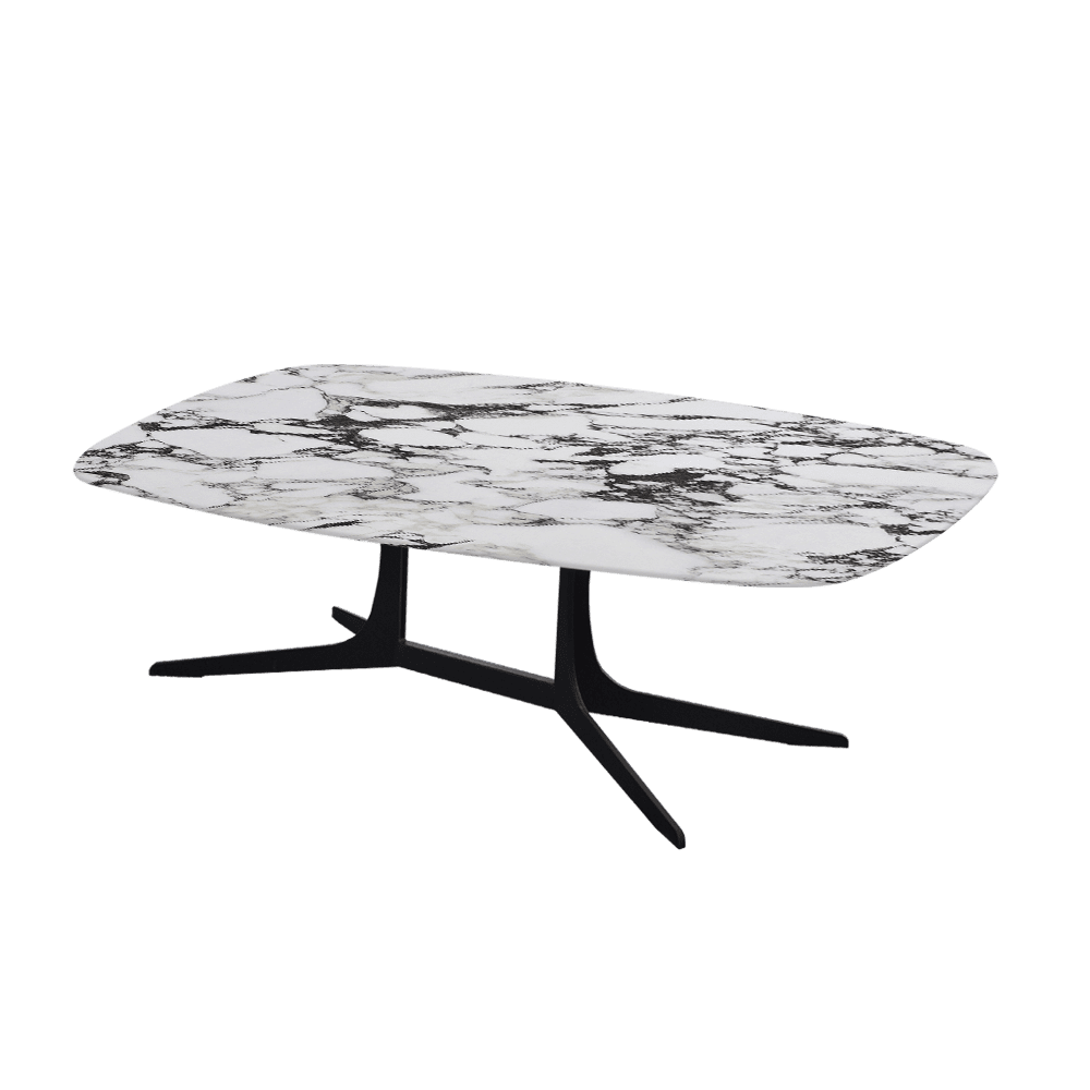 HANNA – Mix & Match Marble Coffee Table with Black Metal Leg (1200mm x 700mm)