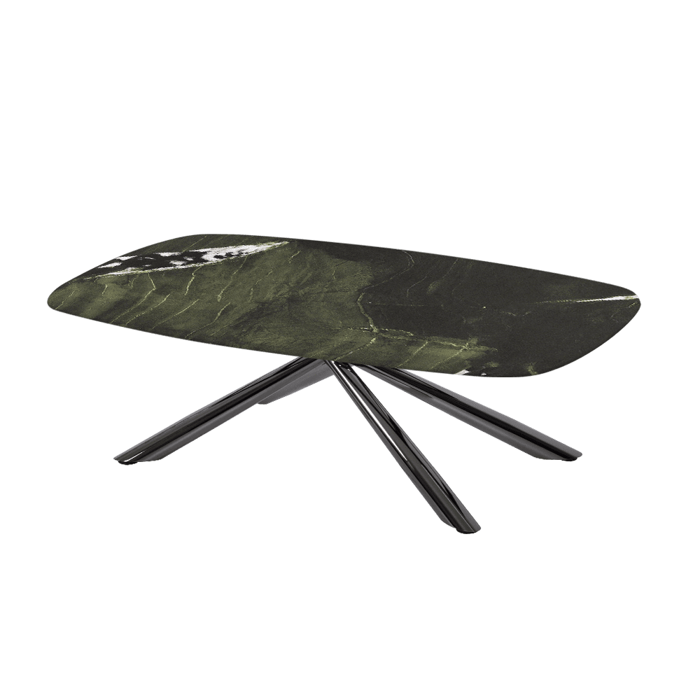 XYLIA – Mix & Match Marble Coffee Table with Black Glossy Metal Leg (1200mm x 700mm)