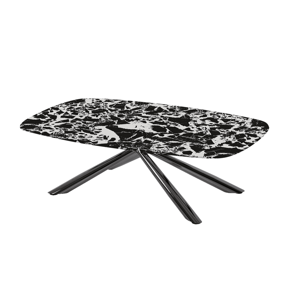XYLIA – Mix & Match Marble Coffee Table with Black Glossy Metal Leg (1200mm x 700mm)
