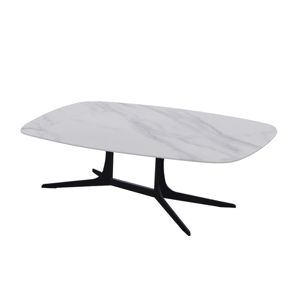 HANNA – Mix & Match Marble Coffee Table with Black Metal Leg (1200mm x 700mm)