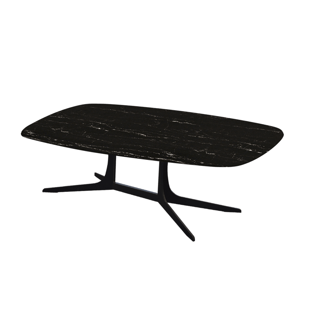 HANNA – Mix & Match Marble Coffee Table with Black Metal Leg (1200mm x 700mm)
