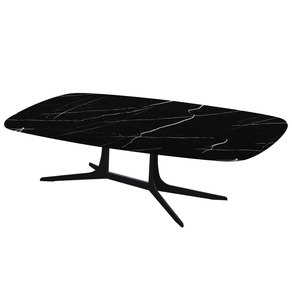 HANNA – Mix & Match Marble Coffee Table with Black Metal Leg (1400mm x 800mm)