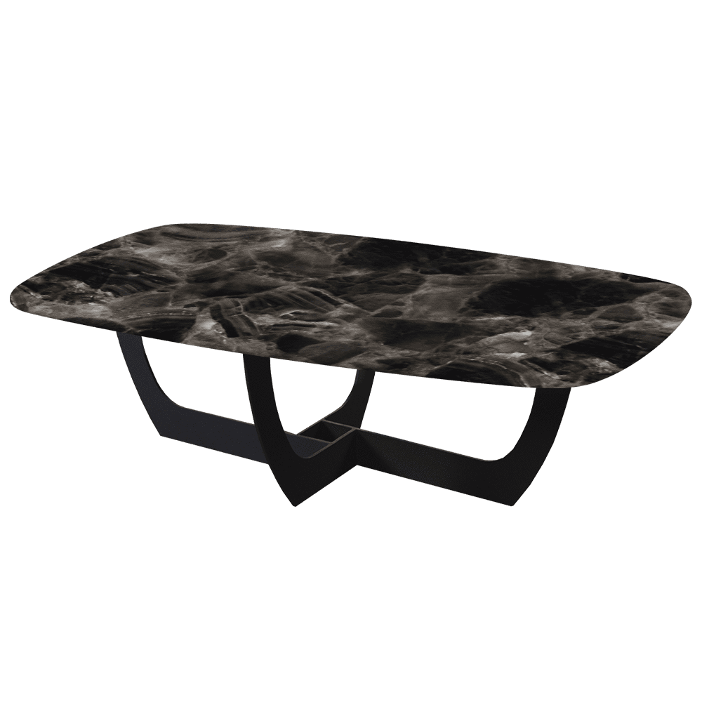 VIENNA – Mix & Match Marble Coffee Table with Black Metal Leg (1400mmx800mm)