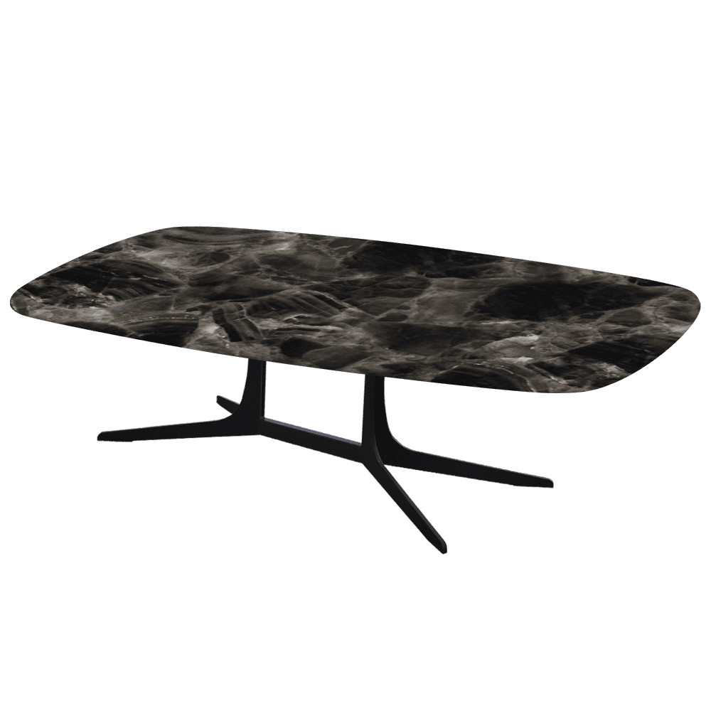 HANNA – Mix & Match Marble Coffee Table with Black Metal Leg (1400mm x 800mm)