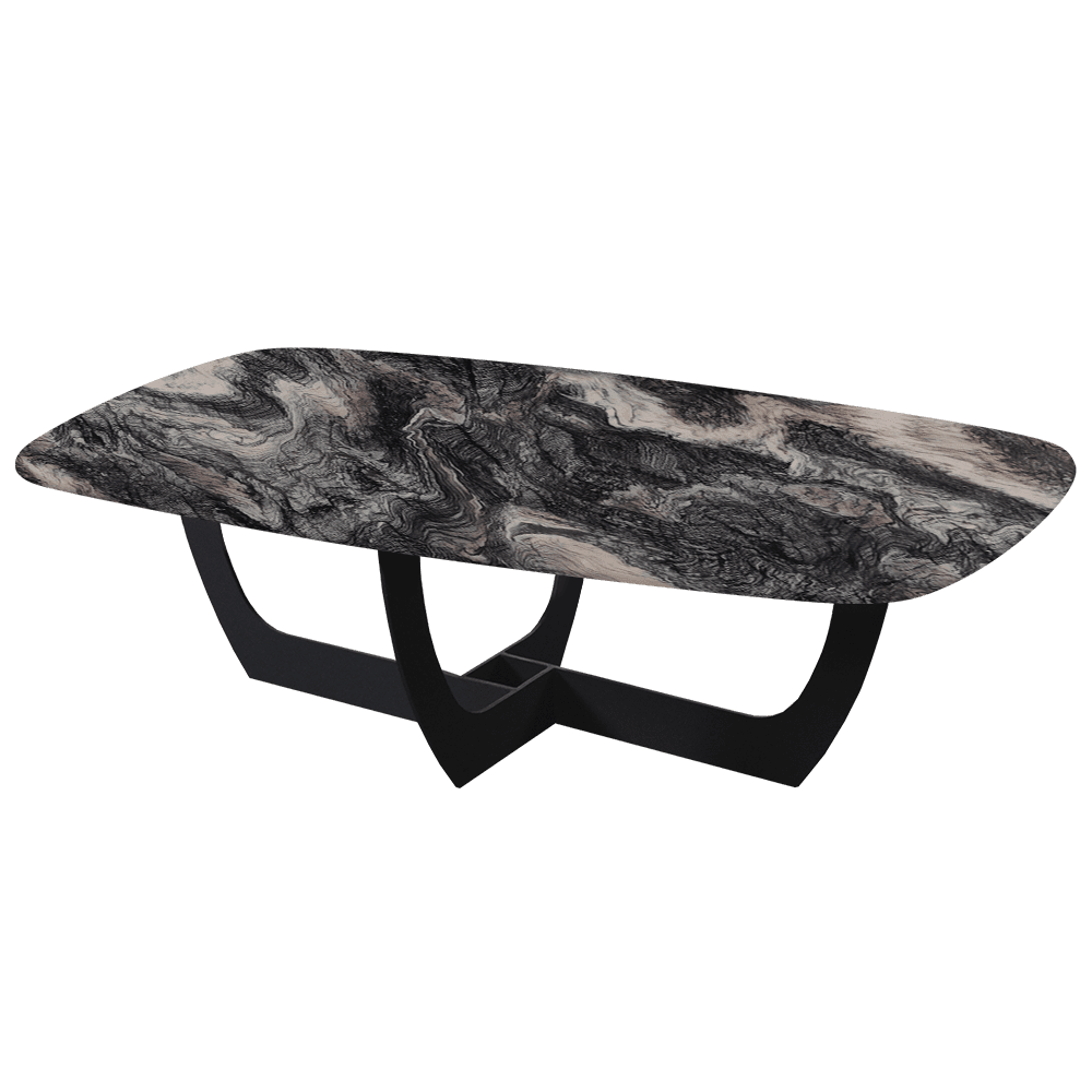 VIENNA – Mix & Match Marble Coffee Table with Black Metal Leg (1400mmx800mm)