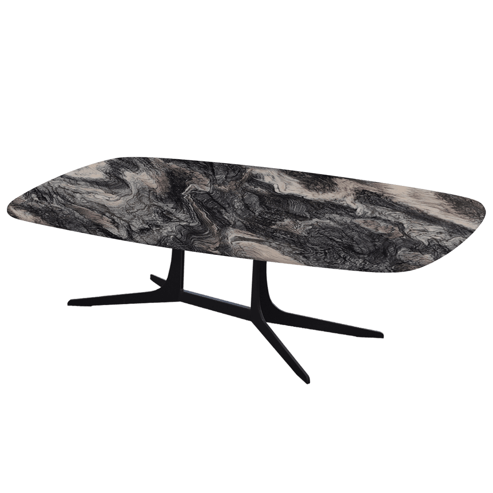 HANNA – Mix & Match Marble Coffee Table with Black Metal Leg (1400mm x 800mm)