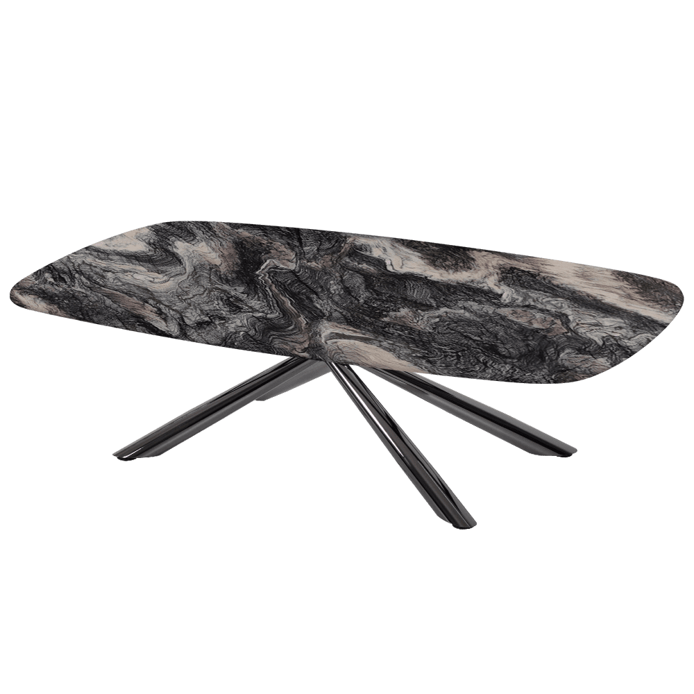 XYLIA – Mix & Match Marble Coffee Table with Black Glossy Metal Leg (1400mm x 800mm)