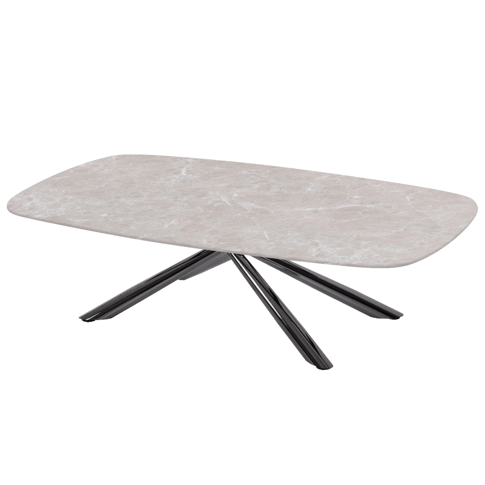 XYLIA – Mix & Match Marble Coffee Table with Black Glossy Metal Leg (1400mm x 800mm)