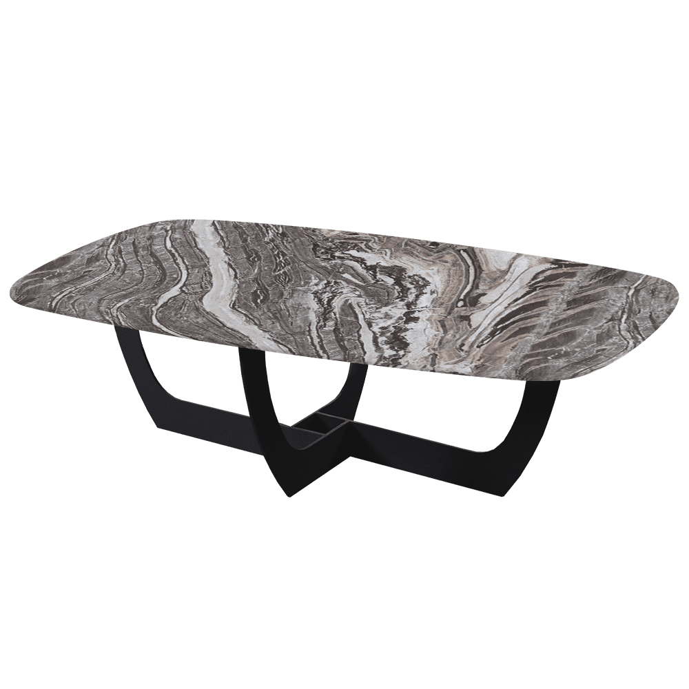 VIENNA – Mix & Match Marble Coffee Table with Black Metal Leg (1400mmx800mm)