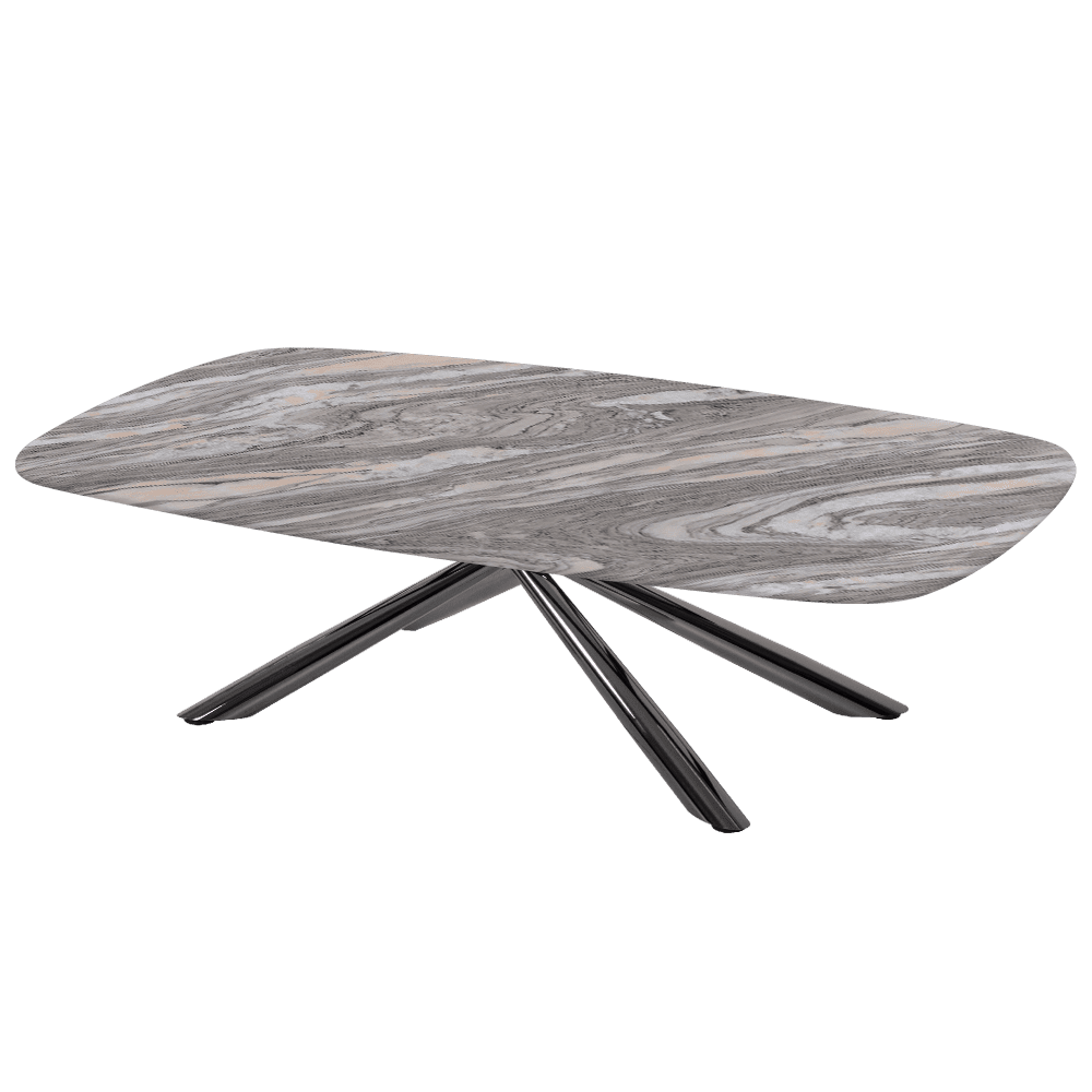XYLIA – Mix & Match Marble Coffee Table with Black Glossy Metal Leg (1400mm x 800mm)