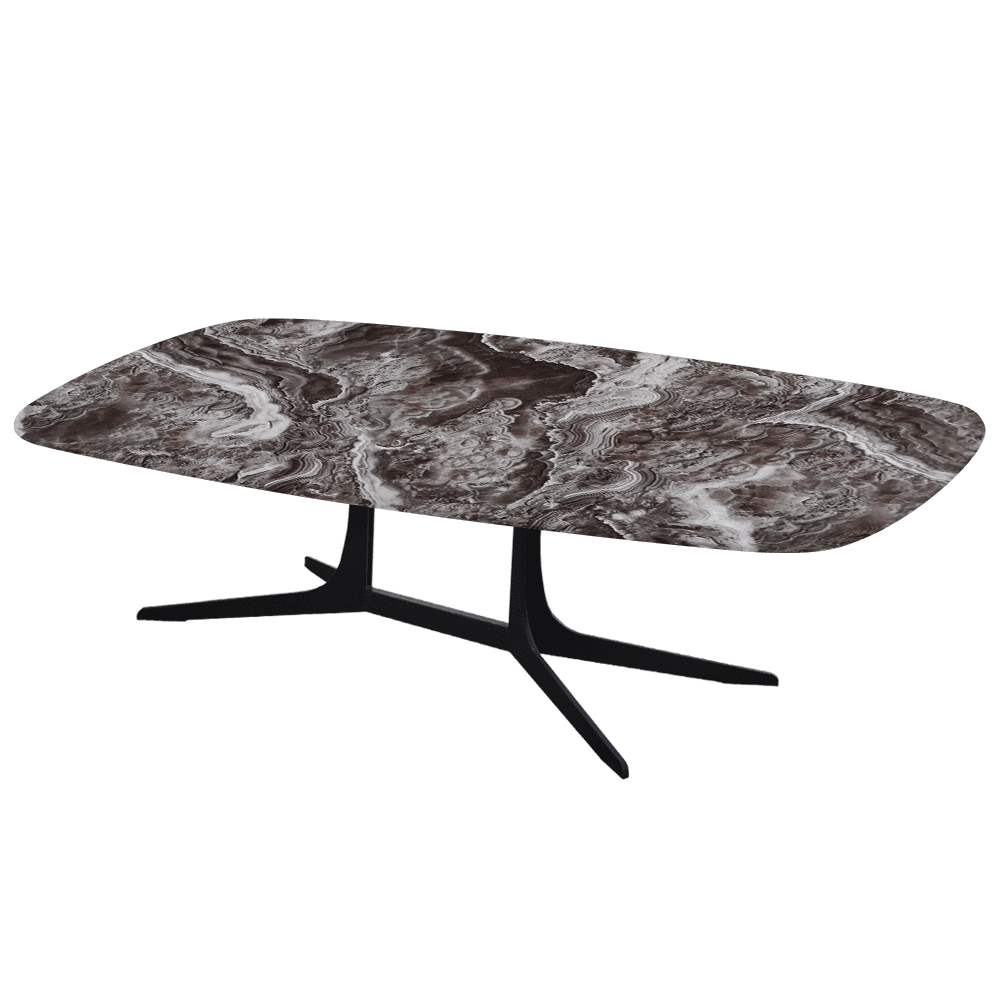 HANNA – Mix & Match Marble Coffee Table with Black Metal Leg (1400mm x 800mm)