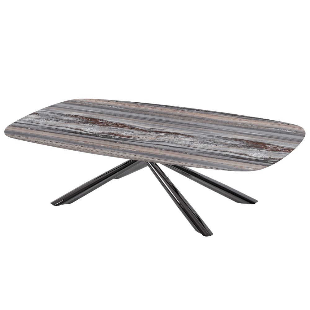 XYLIA – Mix & Match Marble Coffee Table with Black Glossy Metal Leg (1400mm x 800mm)