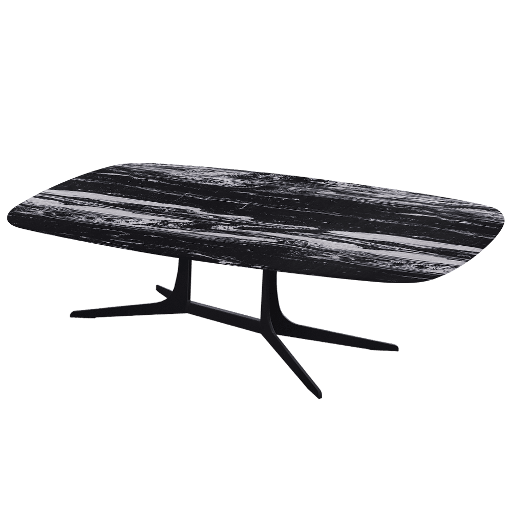 HANNA – Mix & Match Marble Coffee Table with Black Metal Leg (1400mm x 800mm)