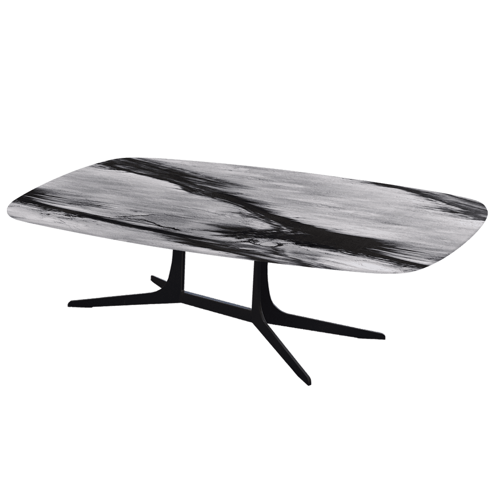 HANNA – Mix & Match Marble Coffee Table with Black Metal Leg (1400mm x 800mm)