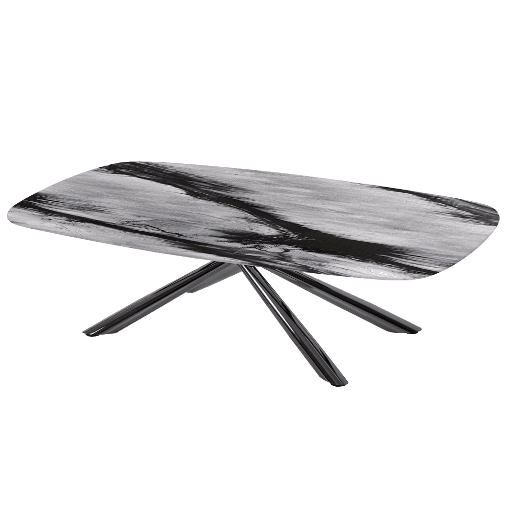 XYLIA – Mix & Match Marble Coffee Table with Black Glossy Metal Leg (1400mm x 800mm)
