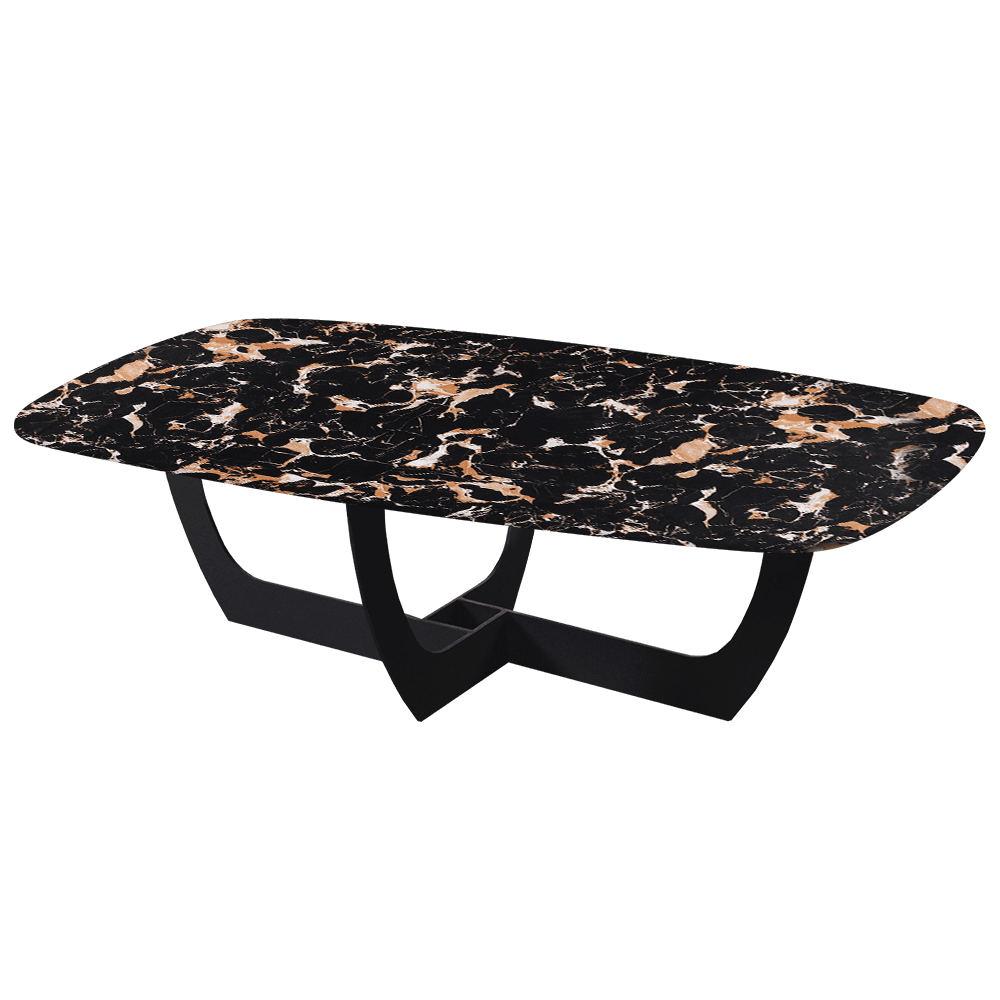VIENNA – Mix & Match Marble Coffee Table with Black Metal Leg (1400mmx800mm)
