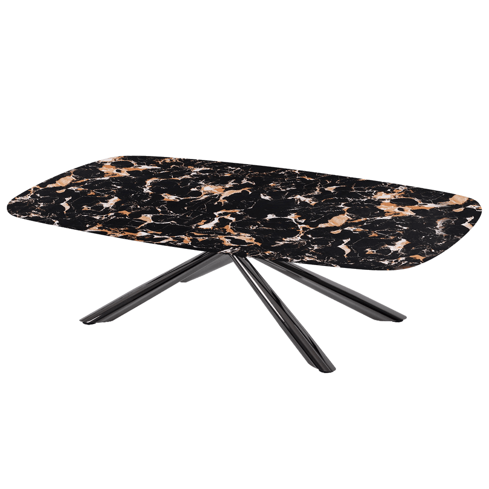 XYLIA – Mix & Match Marble Coffee Table with Black Glossy Metal Leg (1400mm x 800mm)