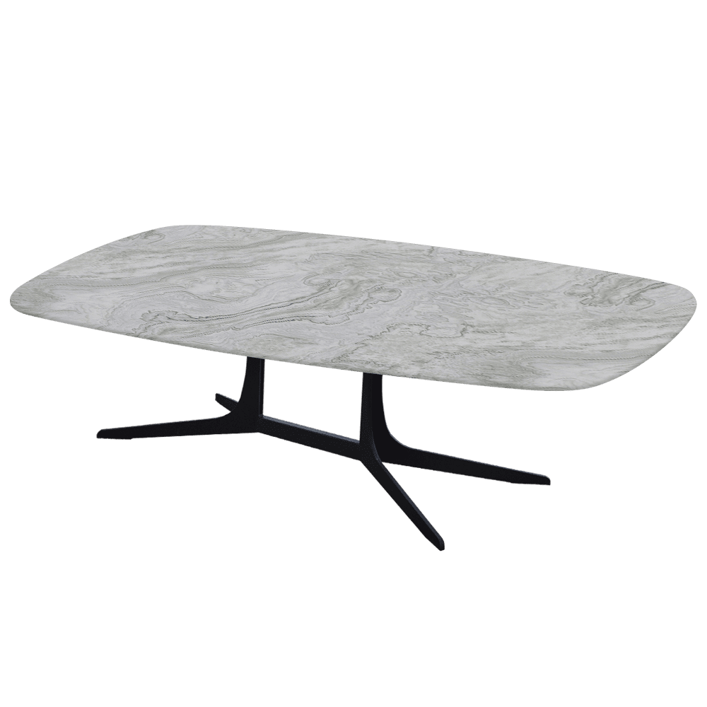 HANNA – Mix & Match Marble Coffee Table with Black Metal Leg (1400mm x 800mm)