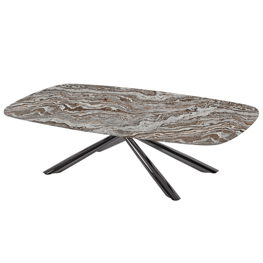 XYLIA – Mix & Match Marble Coffee Table with Black Glossy Metal Leg (1400mm x 800mm)