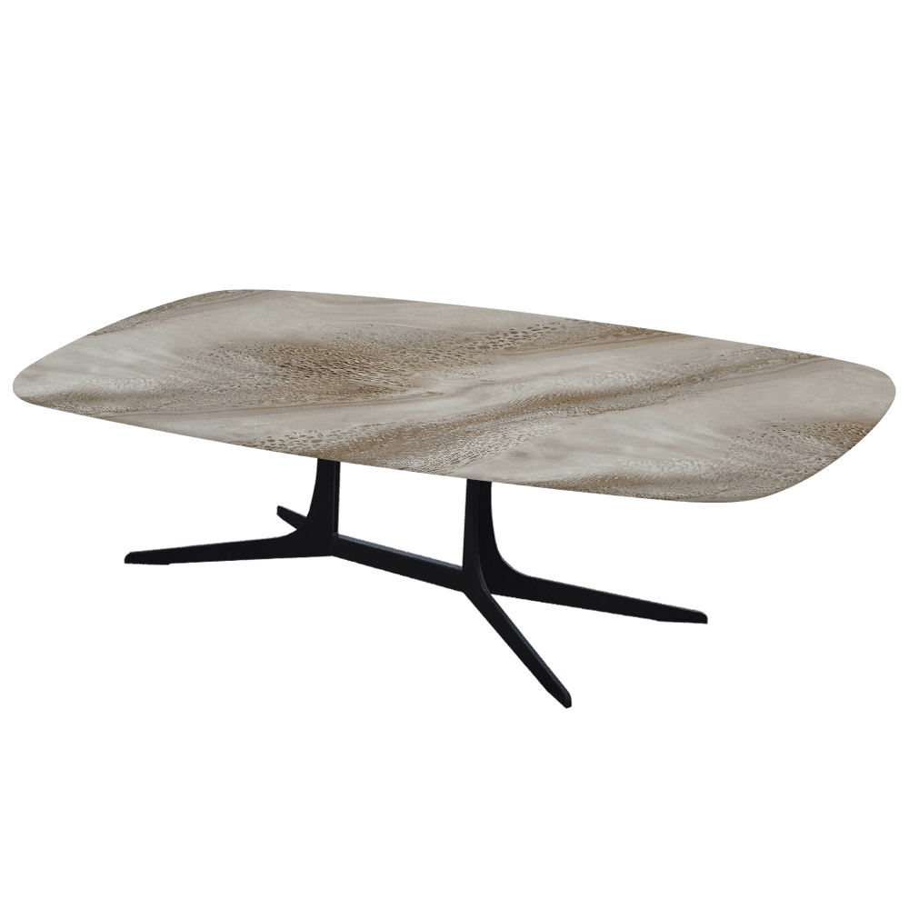 HANNA – Mix & Match Marble Coffee Table with Black Metal Leg (1400mm x 800mm)