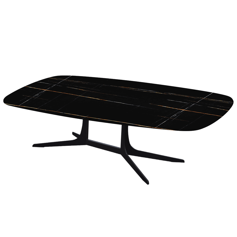 HANNA – Mix & Match Marble Coffee Table with Black Metal Leg (1400mm x 800mm)