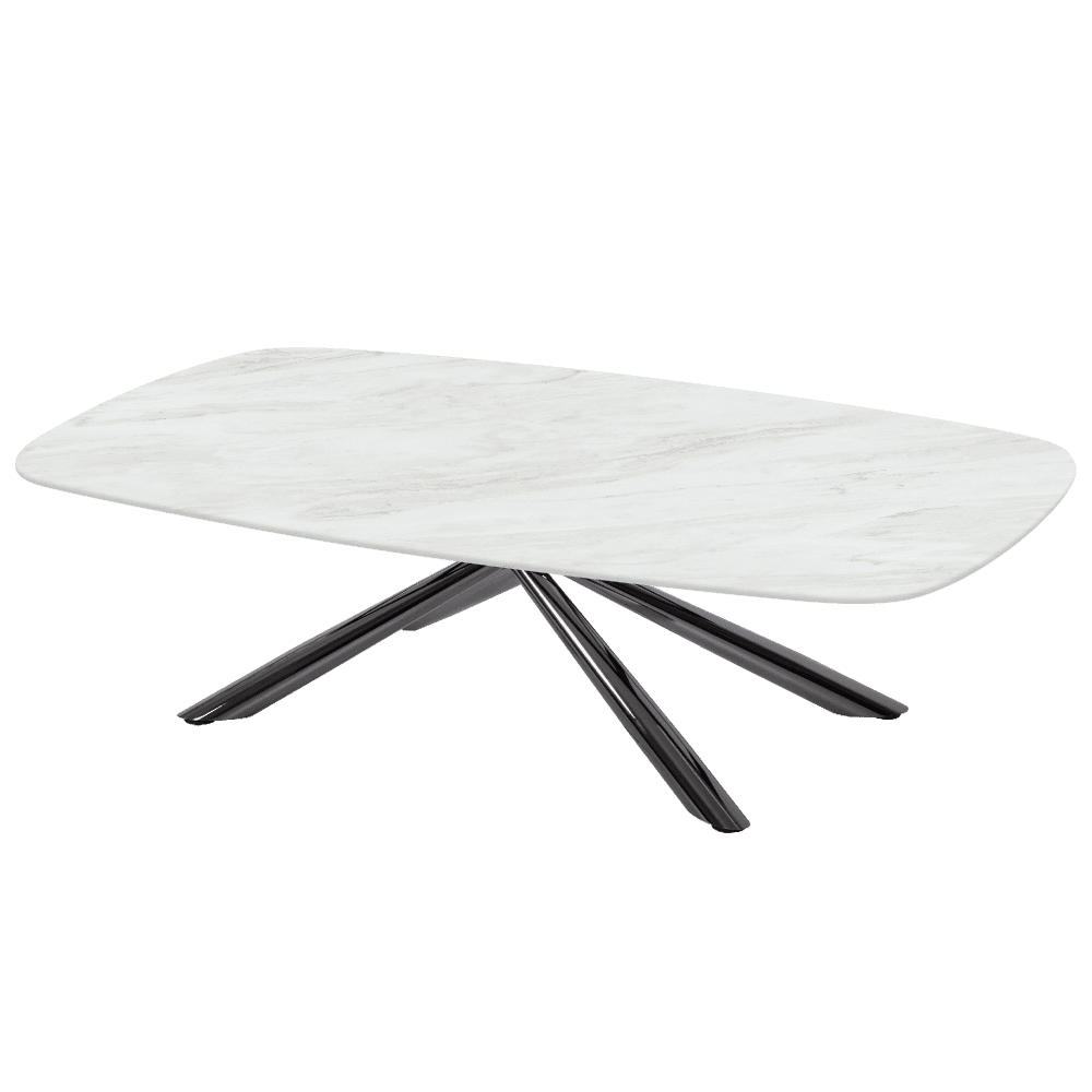 XYLIA – Mix & Match Marble Coffee Table with Black Glossy Metal Leg (1400mm x 800mm)