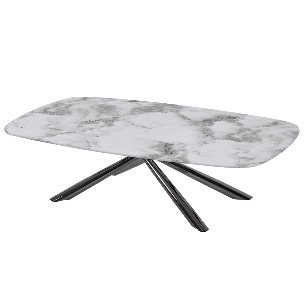 XYLIA – Mix & Match Marble Coffee Table with Black Glossy Metal Leg (1400mm x 800mm)