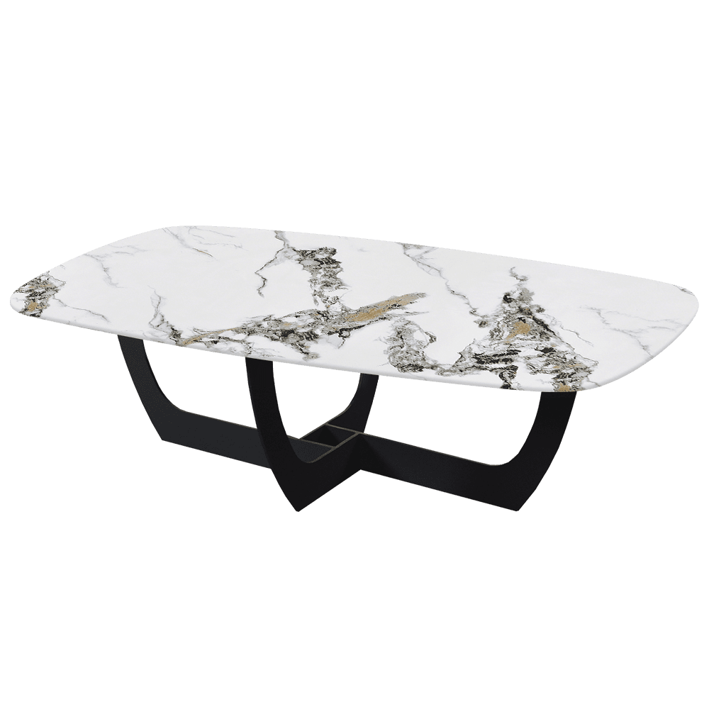 VIENNA – Mix & Match Marble Coffee Table with Black Metal Leg (1400mmx800mm)