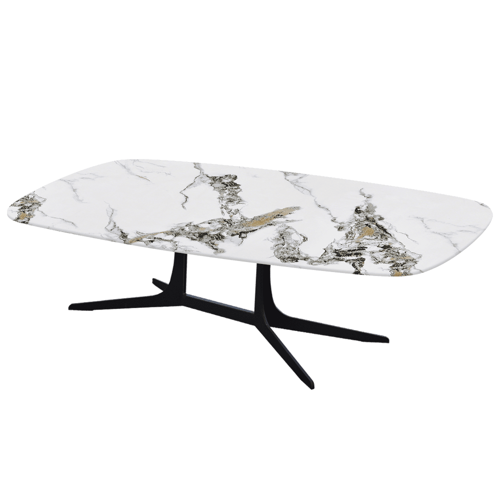 HANNA – Mix & Match Marble Coffee Table with Black Metal Leg (1400mm x 800mm)