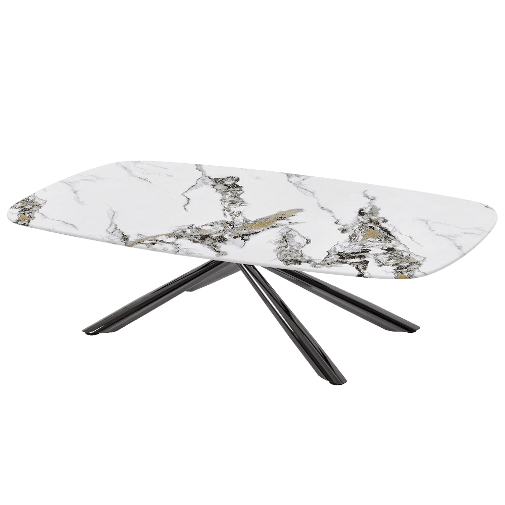 XYLIA – Mix & Match Marble Coffee Table with Black Glossy Metal Leg (1400mm x 800mm)