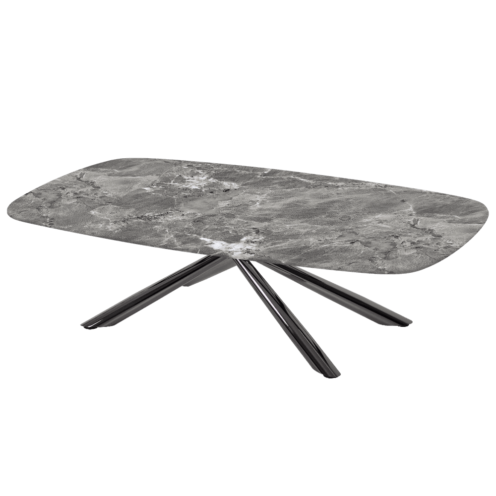 XYLIA – Mix & Match Marble Coffee Table with Black Glossy Metal Leg (1400mm x 800mm)
