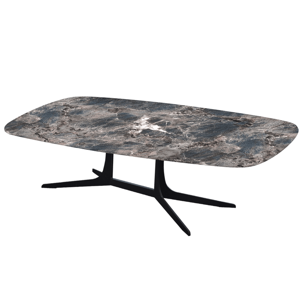 HANNA – Mix & Match Marble Coffee Table with Black Metal Leg (1400mm x 800mm)
