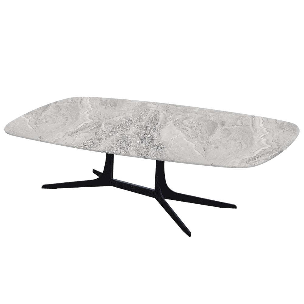 HANNA – Mix & Match Marble Coffee Table with Black Metal Leg (1400mm x 800mm)