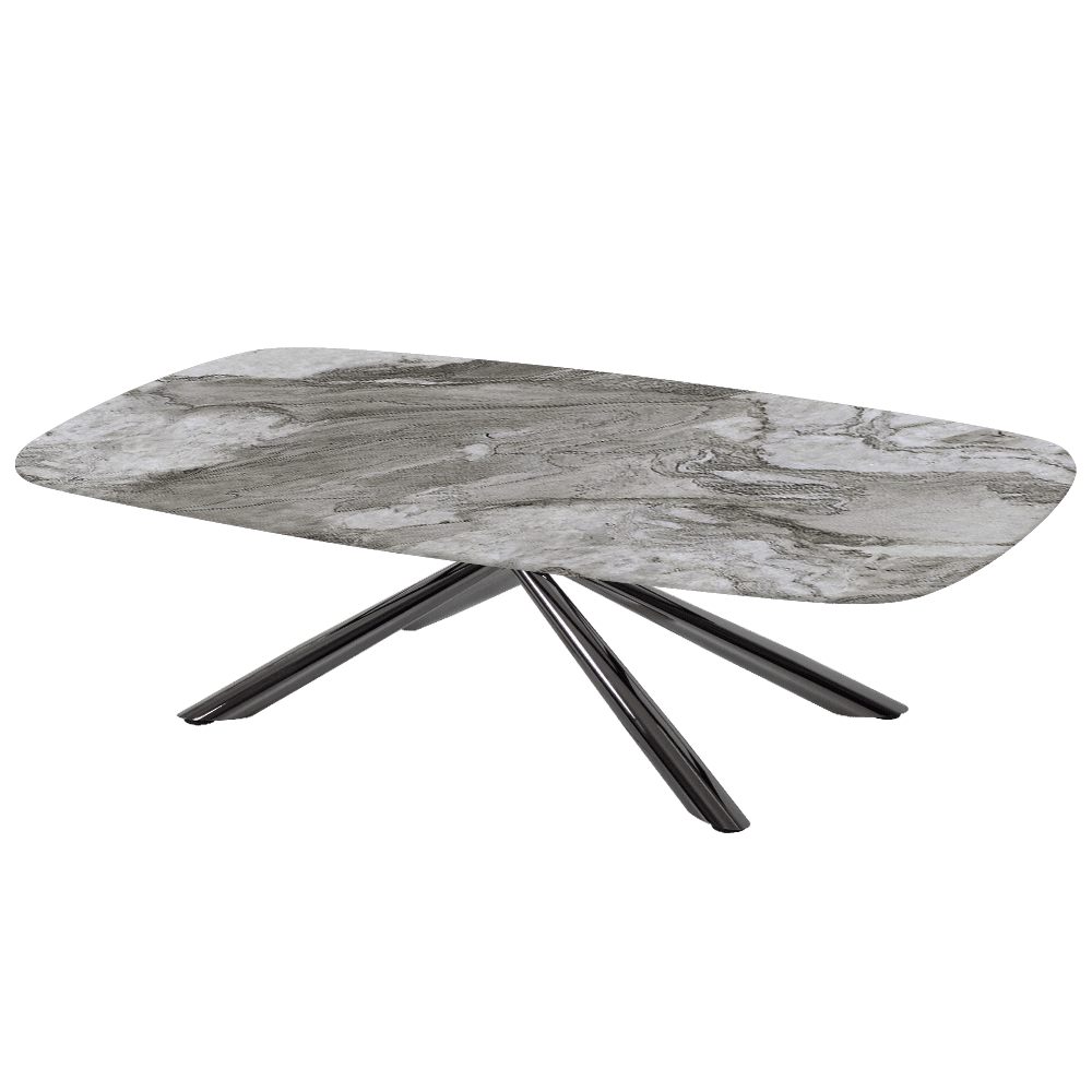 XYLIA – Mix & Match Marble Coffee Table with Black Glossy Metal Leg (1400mm x 800mm)