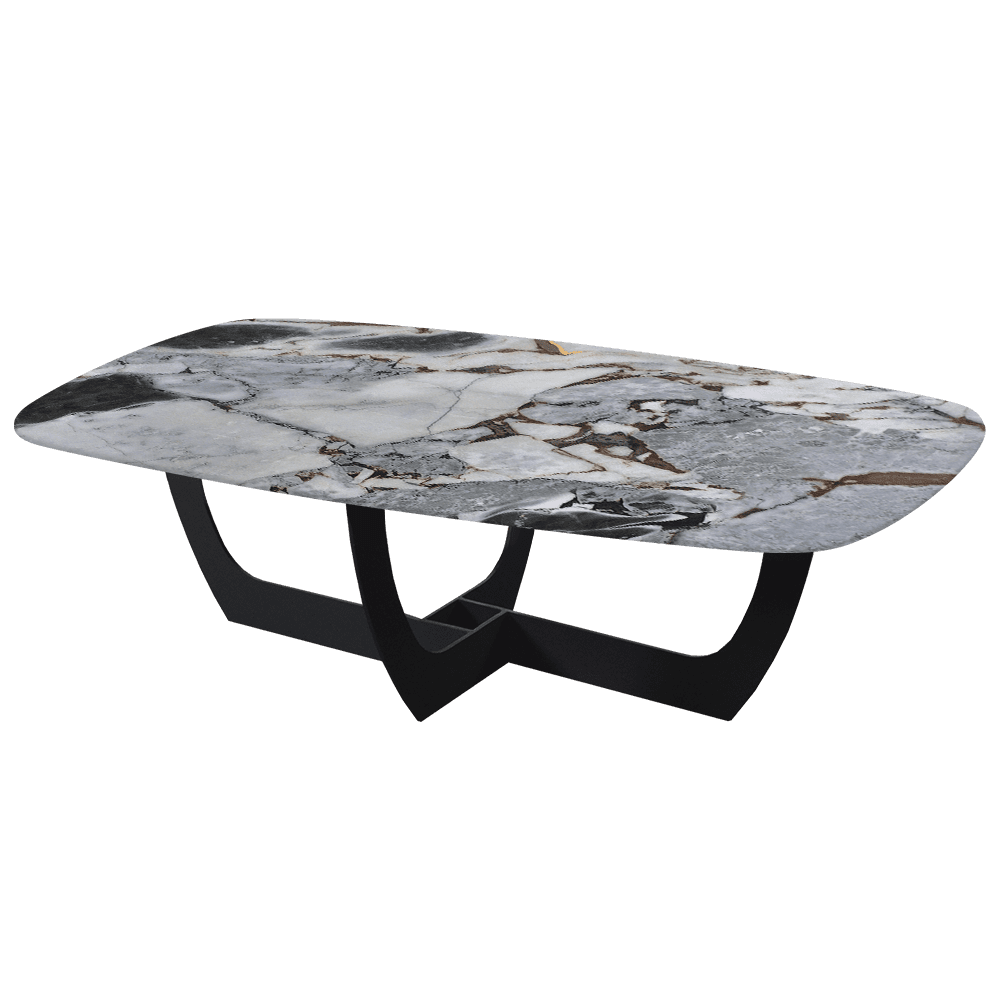 VIENNA – Mix & Match Marble Coffee Table with Black Metal Leg (1400mmx800mm)