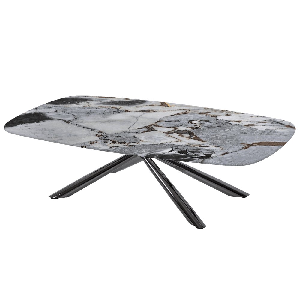 XYLIA – Mix & Match Marble Coffee Table with Black Glossy Metal Leg (1400mm x 800mm)