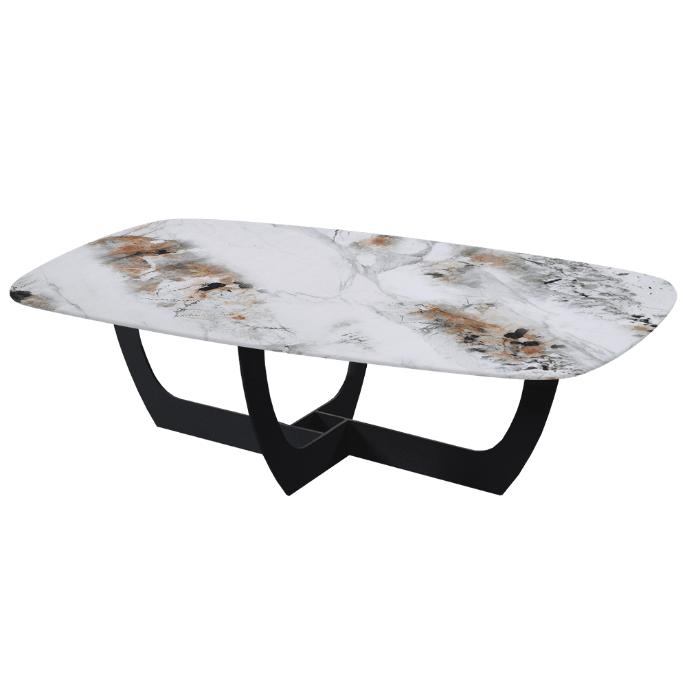 VIENNA – Mix & Match Marble Coffee Table with Black Metal Leg (1400mmx800mm)