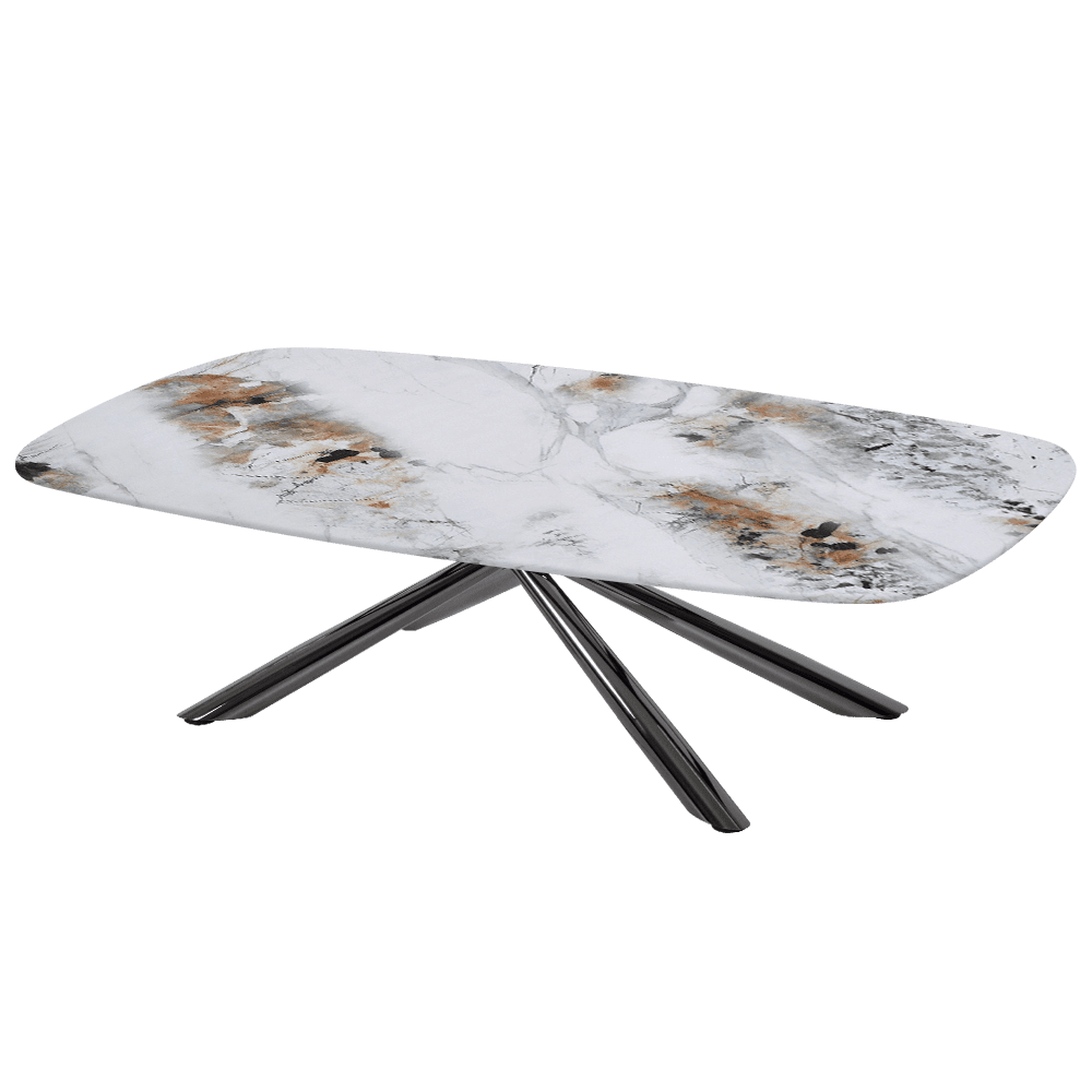 XYLIA – Mix & Match Marble Coffee Table with Black Glossy Metal Leg (1400mm x 800mm)