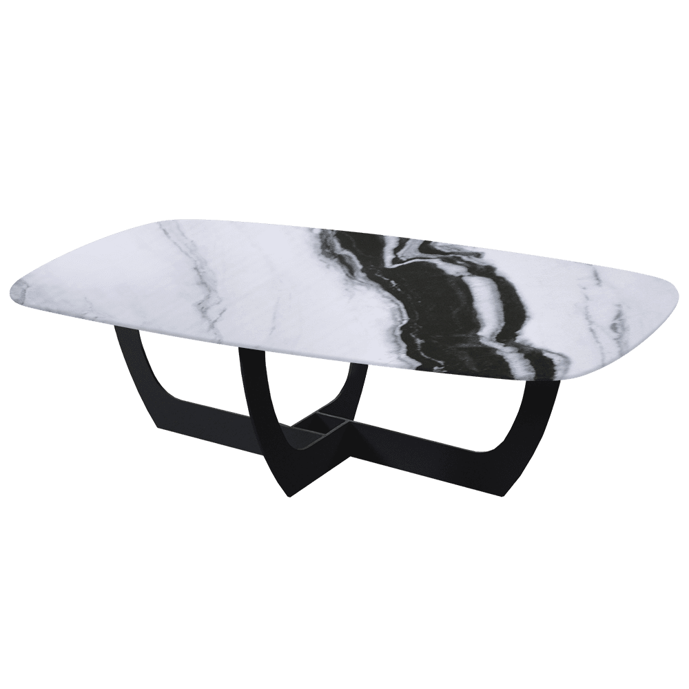 VIENNA – Mix & Match Marble Coffee Table with Black Metal Leg (1400mmx800mm)