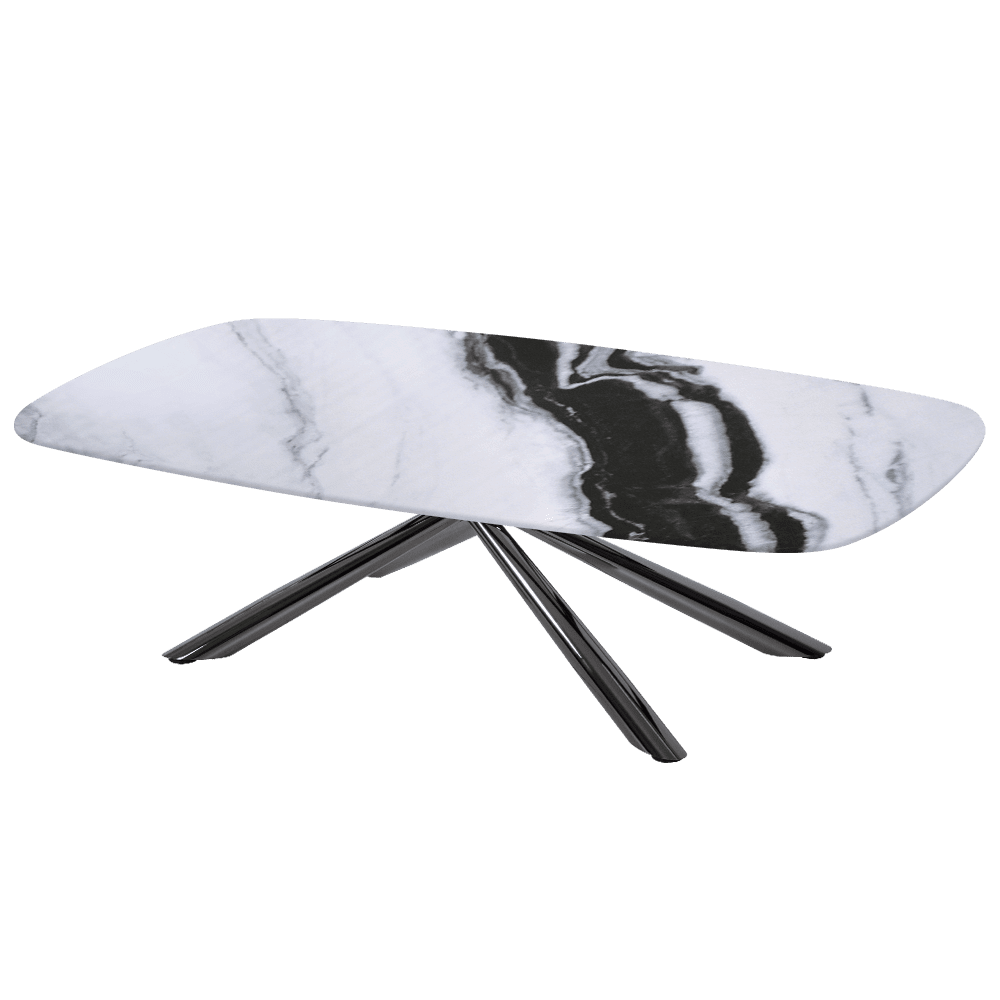 XYLIA – Mix & Match Marble Coffee Table with Black Glossy Metal Leg (1400mm x 800mm)